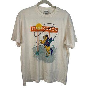 Stage Coach Mens Tee Shirt Size Large Cream 2023 Concert Crew Neck Pure Cotton